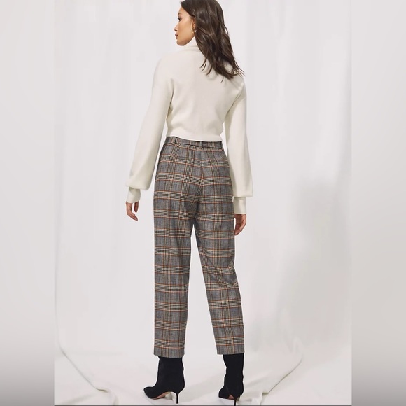 Aritzia Wilfred New Tie Front Pant Wool Cashmere Blend Eliot Plaid Print Pants - Picture 3 of 16
